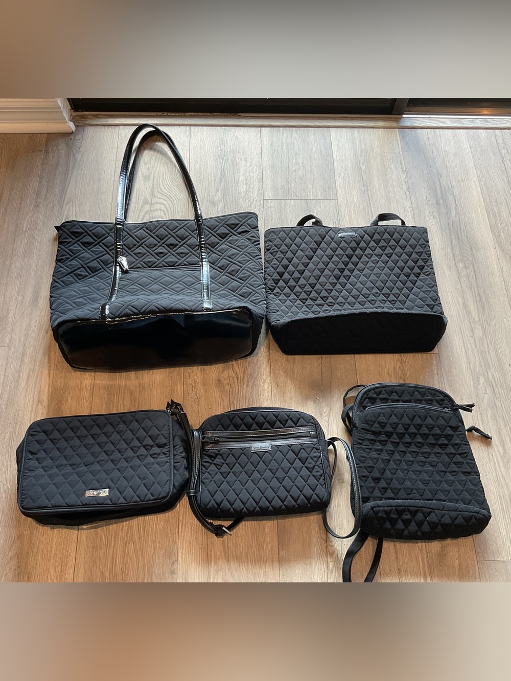 Vera Bradley Black Quilted 5piece BUNDLE - Good Used Condition MSRP: $425+